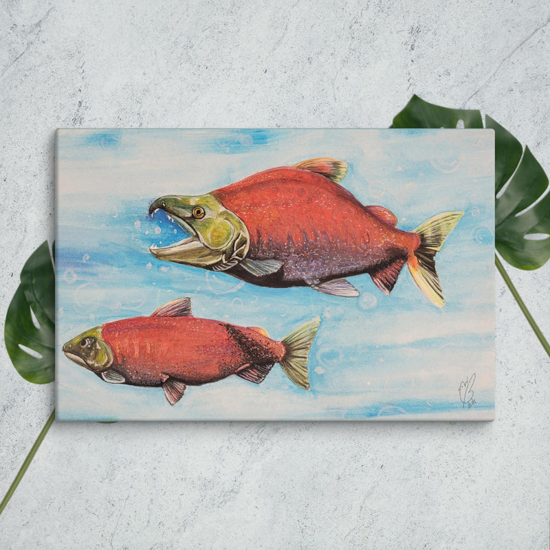 PWB Salmon Couple Canvas - PigeonWithBoots